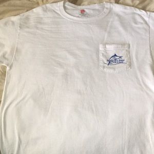 White fishing shirt size L hans tee